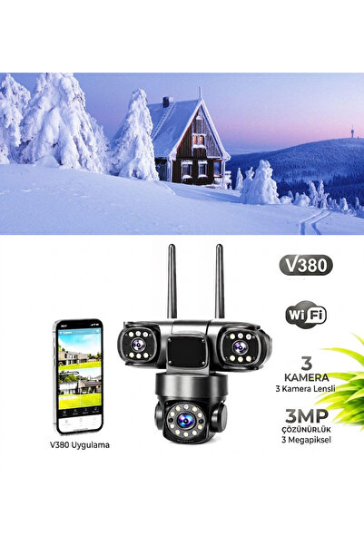 X5 TECH 3 MP Wifi Akıllı Kablosuz Güvenlik Kamerası - Cep Telefonu İzlemeli, ...