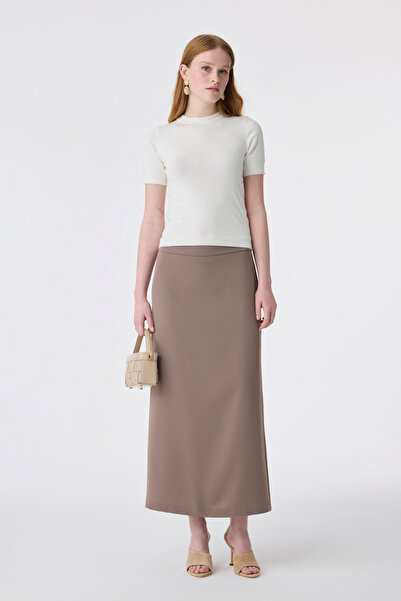 Zühre High Waist Straight Cut Mink Skirt 0160
