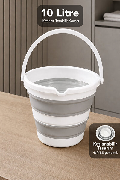 Meleni Home 10Lt Katlanabilir Su Kovası - Silikon Taşınabilir Pratik Banyo Su...