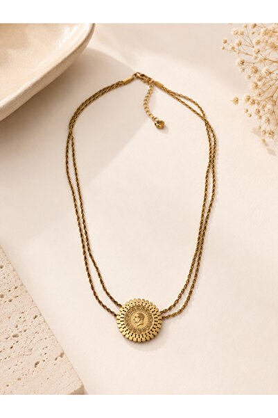 Archhazel Jewelery Quarter Double Chain Steel Necklace