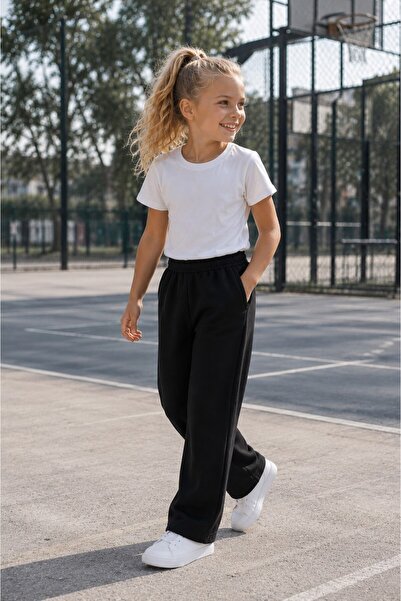 Rolypoly Pantaloni de trening pentru fete, negri, 5-14 ani