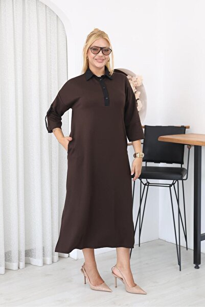 Siyezen Plus Size Modal Fabric Three-Quarter Sleeve Dress