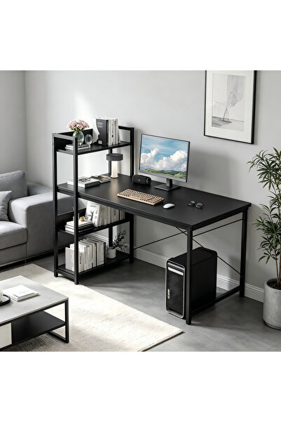 ZUIHAO Study Desk Table for Home Office，Bookshelf Storage Computer Desk