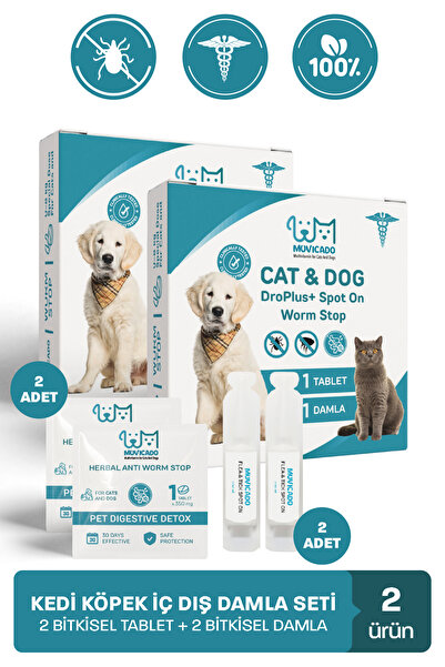muvicado İc Dis Parazit Kedi Pire Kene Damlası Kediler Köpekler İçin Bitkisel...