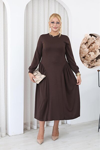 Siyezen Plus Size Pleated Detailed Modal Fabric Set
