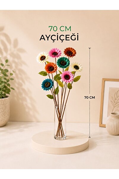 SİHOME 70 cm Yapay Ayçiçeği Dalı – Dekoratif Yapay Çiçek – Ev ve Ofis Dekoras...