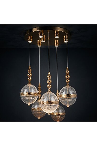 HACRAFT H-ACRAFT Gold Led'li Modern Küre Avize 5'lı