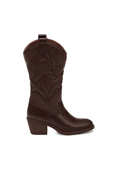 Tergan Kahverengi Hakiki Deri Kadın Çizme - K25K1CM68314-A24