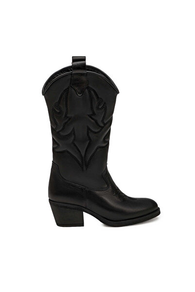 Tergan Siyah Hakiki Deri Kadın Çizme - K25K1CM68314-A23