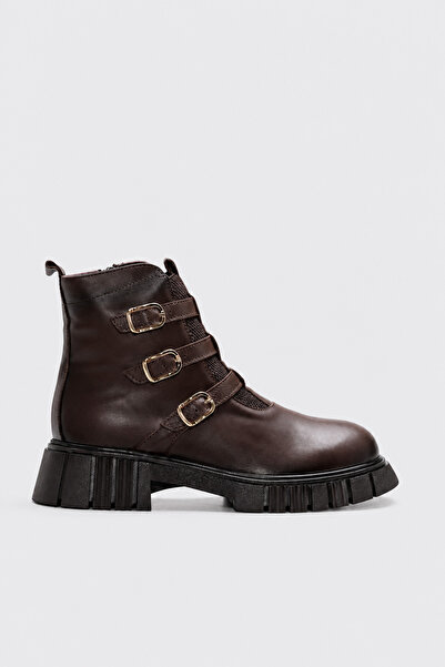 FAST STEP Genuine Leather Women's Thick Heeled Boots 317Kza8245