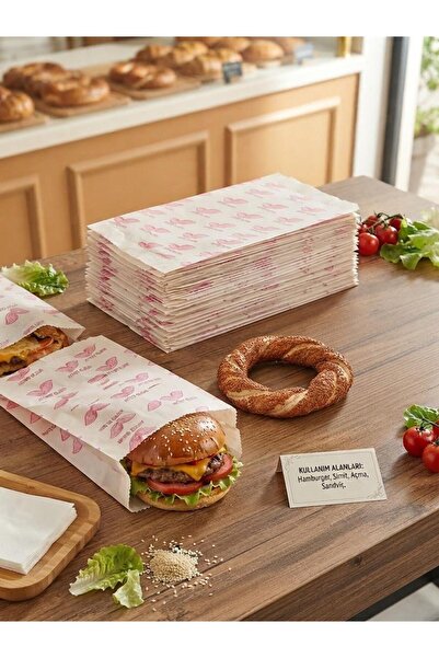 Orbak Kağıt Premium Servis Kesesi 50’li | Hamburger, Simit ve Fast Food Paket...