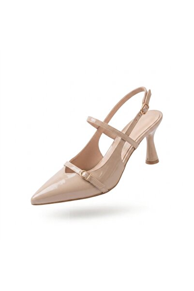 Zerenyus Zri̇n-6722 Premium Beige Patent Leather Buckle Detailed Pointed Toe ...