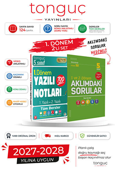 Tonguç Yayınları 5. Sınıf 1. Dönem Yazılı Notları + Aklımdaki Sorular Hediyel...