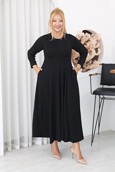 Siyezen Plus Size Flared Modal Fabric Dress