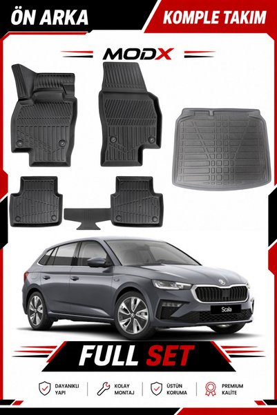 MODxAUTO Skoda Scala 2024 Model 5D Havuzlu Paspas + 3D Bagaj Havuzu PREMIUM A+