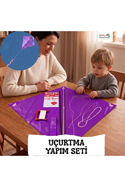GÜLEN UÇURTMA Naylon Elmas Uçurtma Yapım Seti / Plastik Çıtalı
