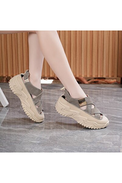 dorbe Women's Gray Platform Sandals