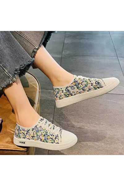 dorbe Women's Multicolor Floral Canvas Low-Top Sneakers