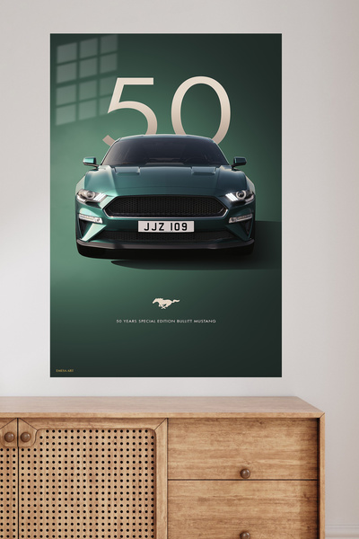 Emesa Art Green Ford Mustang 50 Automotive Metal Wall Art
