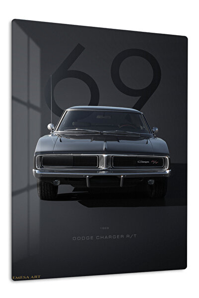 Emesa Art 1969 Black Classic Muscle Car Metal Wall Art