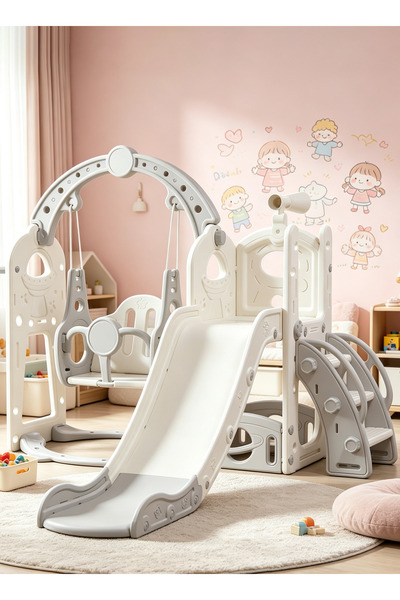 Sheinhome 6 in 1 Slide for Kids, Toddler Slide and Swing Set with Basketball ...