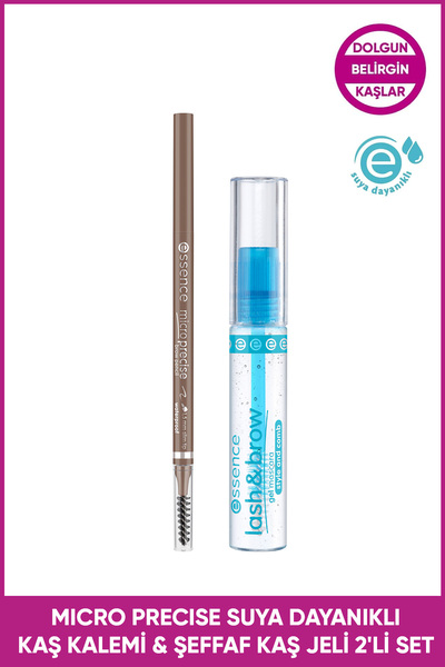 Essence Micro Precise Suya Dayanıklı Kaş Kalemi No: 02 & Şeffaf Kaş Jeli 2'li...