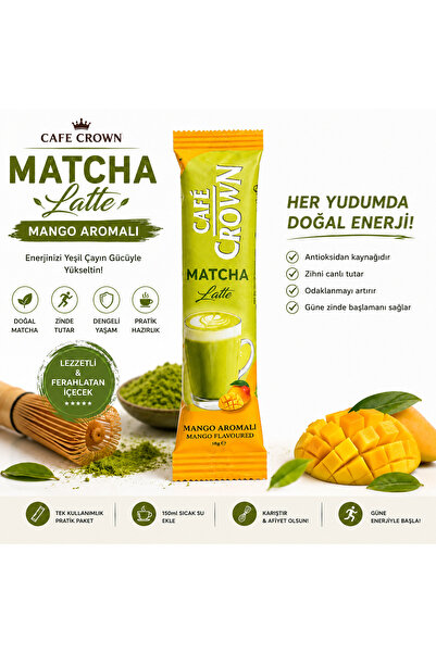 Genel Markalar Cafe Crown Matcha Latte Mango Aromalı 18 g – 1 Adet