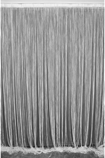AKÇA TEKSTİL Ip Curtain Thin Chain White Color with Cornice Buttons 100 X 280