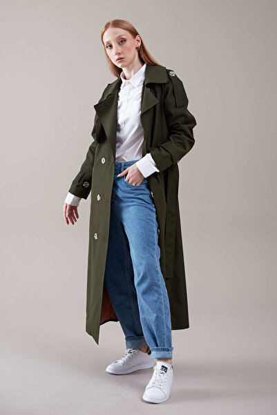 Heggo Rose Women's Cream Oversize Trench Coat