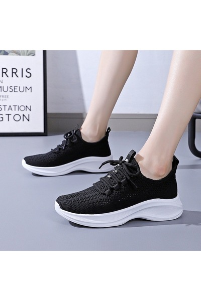 dorbe Women's Black Mesh Athletic Sneakers