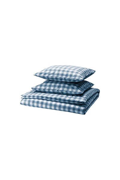 IKEA طقم غطاء لحاف مزدوج أزرق اللون مقاس 240x220 سم من القطن الناعم