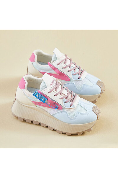 dorbe Women's Pink Blue Platform Sneakers