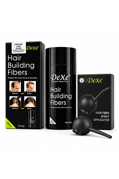 Dexe Hair Building Fibers Combo for Men & Women, Black – 27g Hair Fibres with...