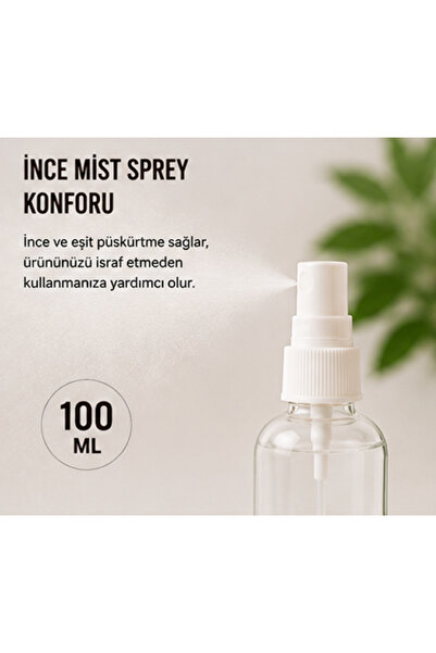 2 adet 100 ml Beyaz Parmak Sprey Başlıklı Uçucu Yağ Serum Kozmetik Şişesi