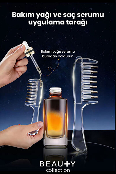 Beauty Collection مشط سيروميا المعدني لتطبيق سيروم الشعر وزيت العناية بالشعر،...
