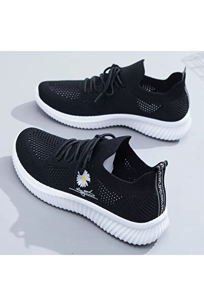 dorbe Women's Black Floral Sports Lace-Up Sneakers