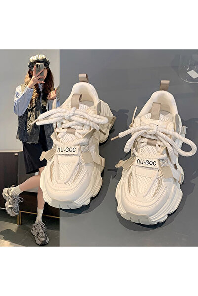 dorbe Women's Mesh Chunky Running Lace-Up Sneakers