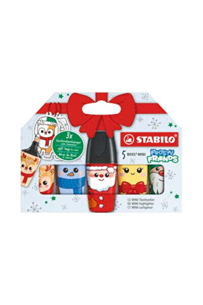 Stabilo Markere de text Boss mini Frosty Friends Crăciun, 5 culori / blister