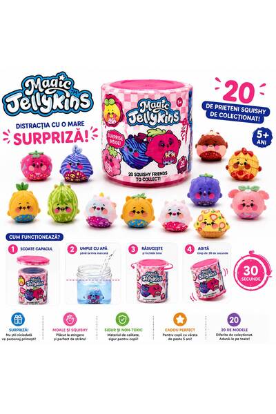 SHOP LIKE A PRO Magic Jellykins, Jucarie Surpriza cu Apa, Personaj Squishy de...
