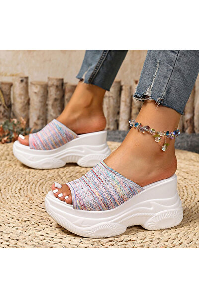 dorbe Women's White Woven Platform Sandals