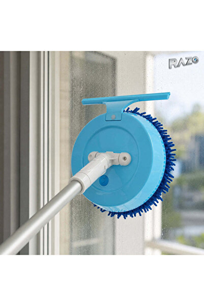 Razo Perie electrică pentru geamuri cu mâner telescopic, Albastru deschis