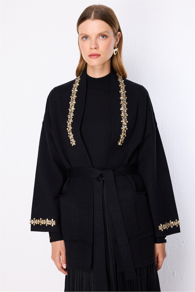 ON Beli Belted Stoned Knitwear Cardigan