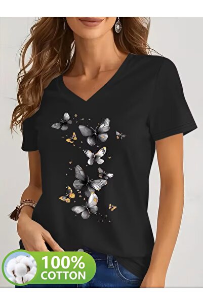 H&GHAMLEGİYİM Tricou imprimat. Top casual cu mâneci scurte pentru vară și pri...