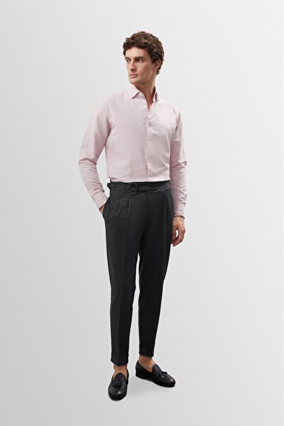 S13 Store Pantaloni bărbătești cu talie înaltă, plisați, tip Carrot Fit