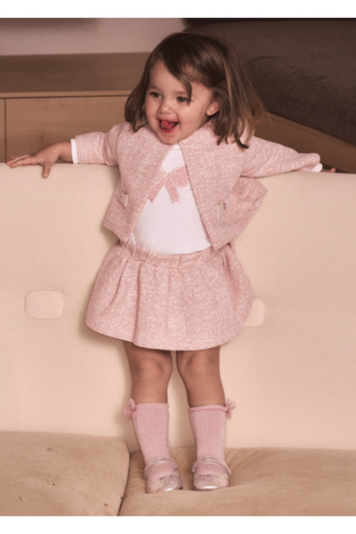 MAYORAL Pink Baby Girl 3 Piece Skirt Jacket Blouse Set 2954