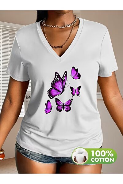 H&GHAMLEGİYİM Printed T-Shirt. Short Sleeve Summer & Spring Casual Top, Women...
