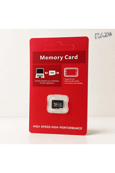 Razo Card microSD/TF 64 GB, U1, pentru camere și telefoane compatibile, cu bl...
