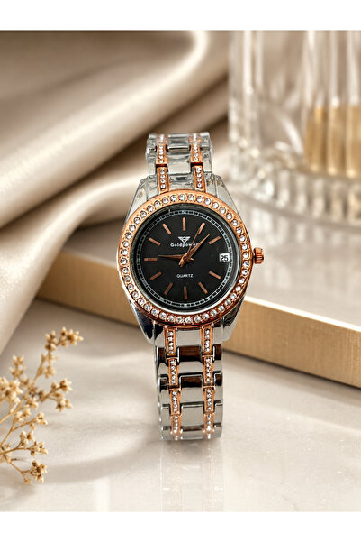 Goldpower Double Row Stone Women's Wristwatch (with Calendar)