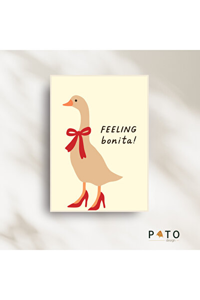 Pato Design 'Feeling Bonita!' Dekoratif Tablo | Bej Çerçeveli | MDF & UV Baskı