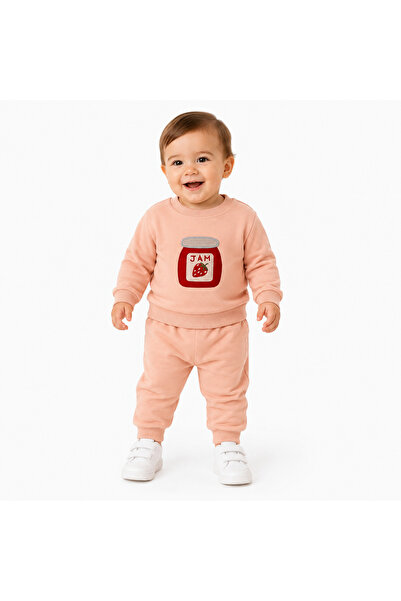 TİNY GOLDEN Baby Set Jam Patterned Cotton Sweatshirt Pants Set Organic 2-Piec...